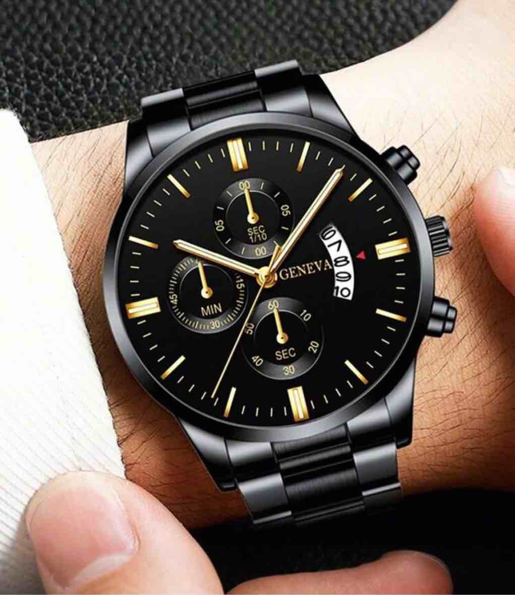 Luxury Black Gold Face Detailed Men’s Watch?
