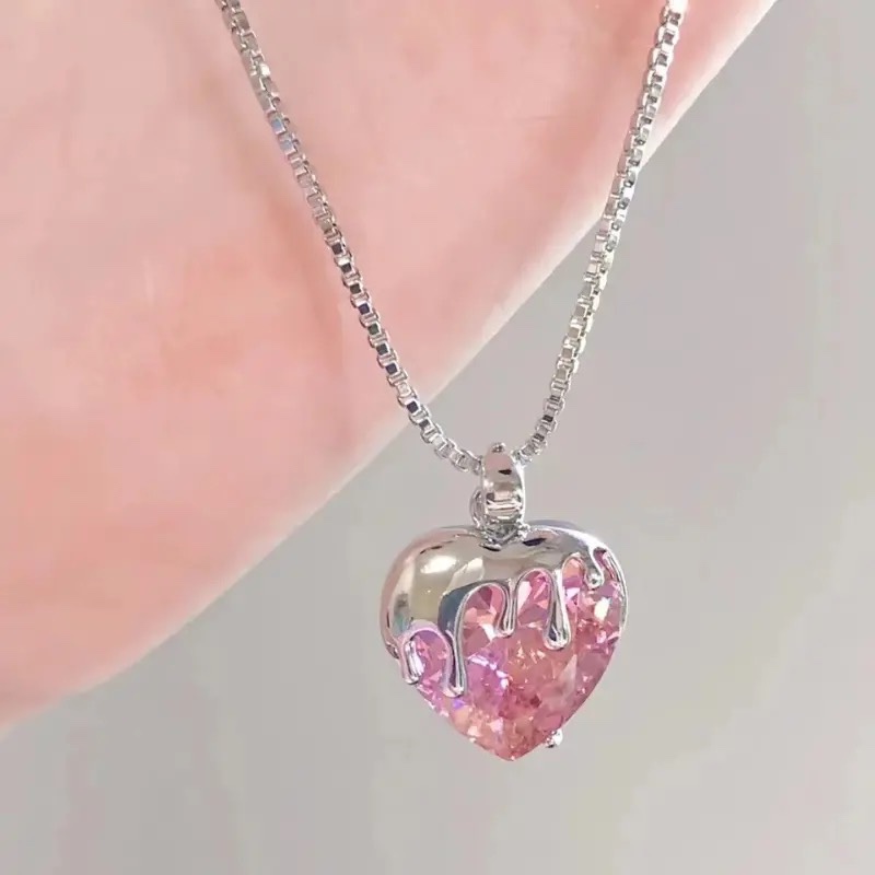 Beautiful Sterling Silver Sapphire heart Drip Necklace  ?