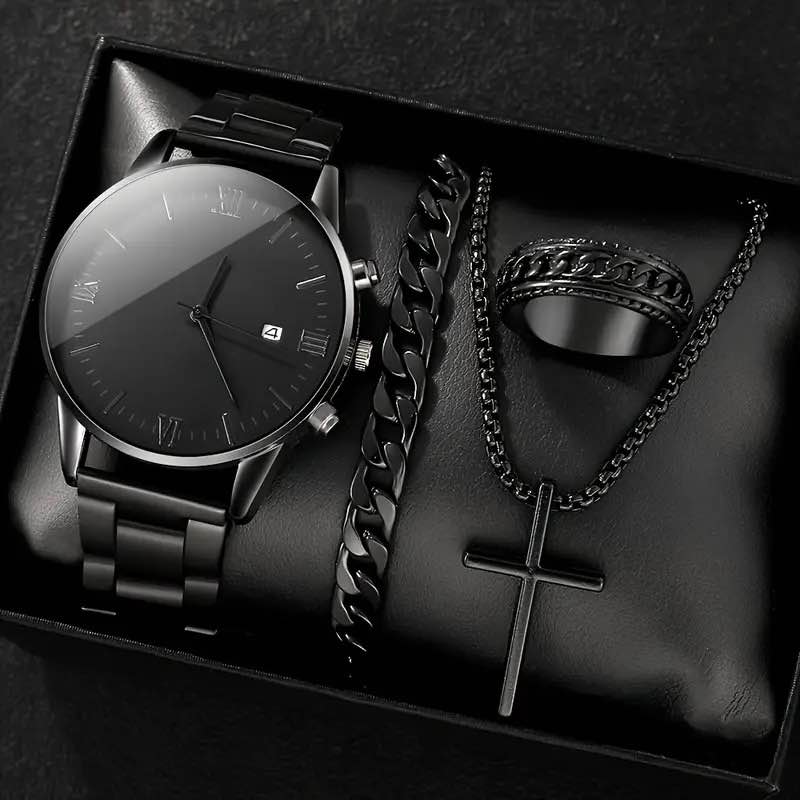 Luxury Black Face Men’s Watch Set 