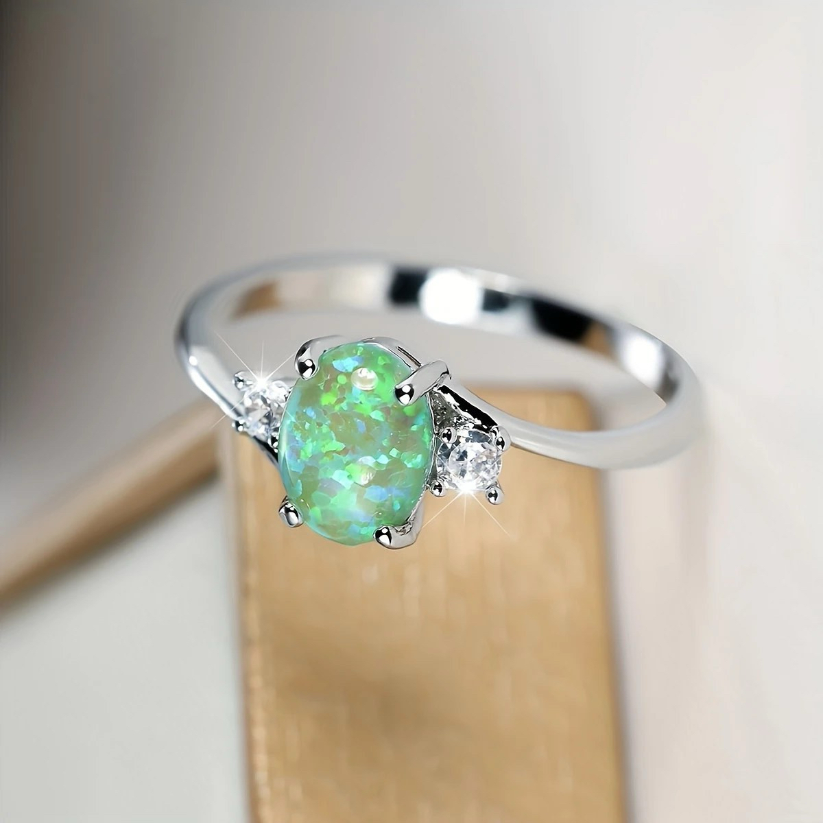 Beautiful 925 Silver Mystic Jade Ring Sz 6  