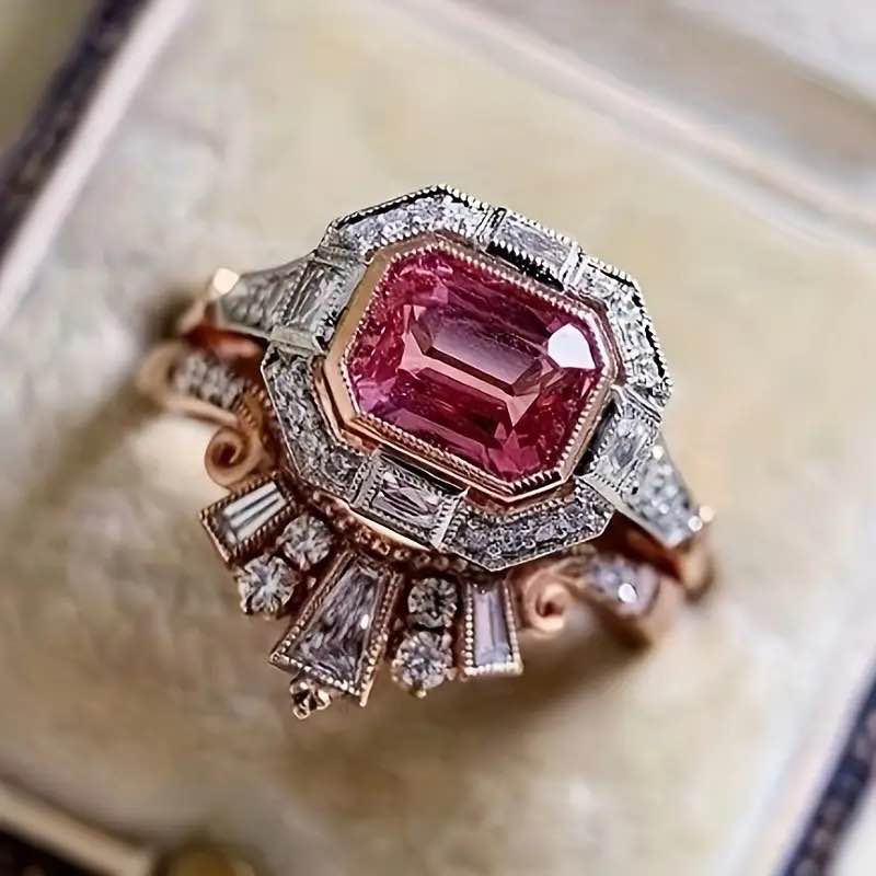 Rose Gold Plated Sapphire Ring Set sz 9