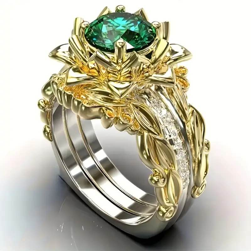 Sterling Silver Gold Plated Sapphire Ring Sz 9