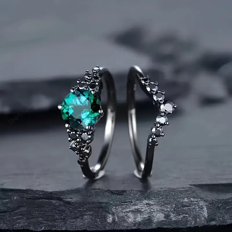 Titanium Green Sapphire Ring Sz 9