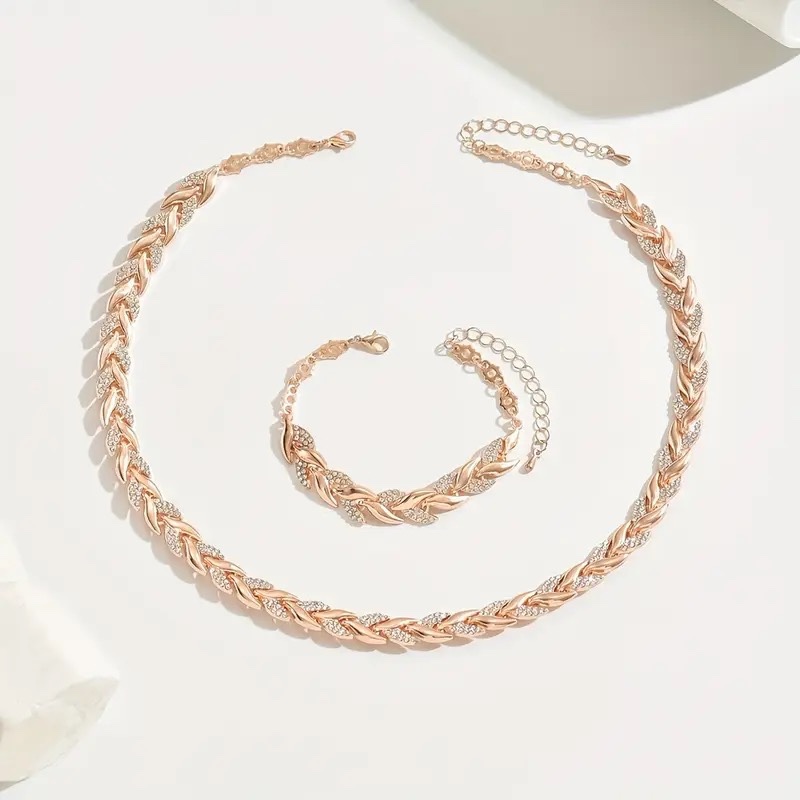 Rose Gold Necklace and Bracelet Set