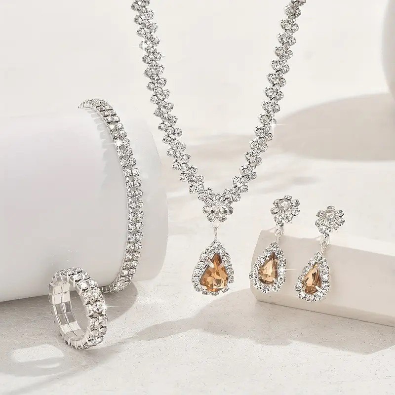 Sterling Silver Necklace Ring and Earring Set