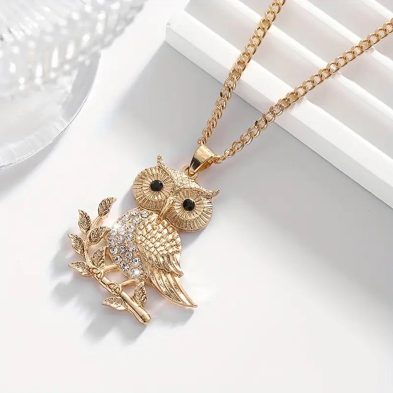 Gold Plated Sapphire Owl Necklace