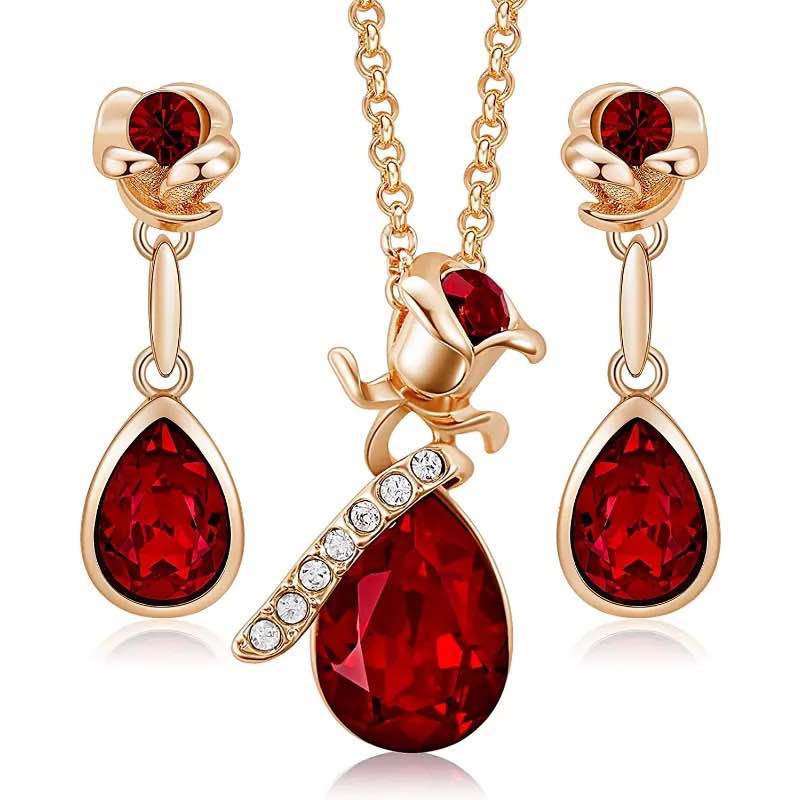 Gold Plated Red Sapphire Necklace 