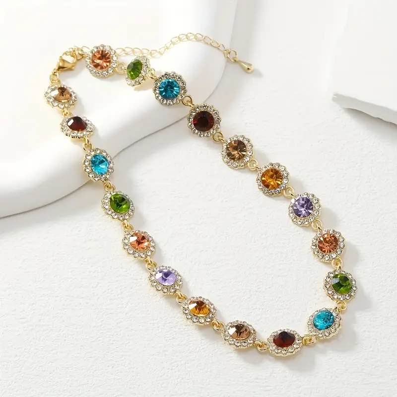 Gold Plated Sapphire Bunch Necklace 