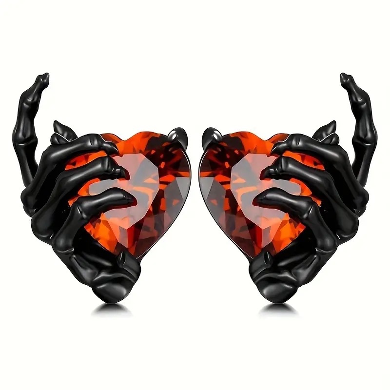 Tungsten Coated Red Sapphire Earrings