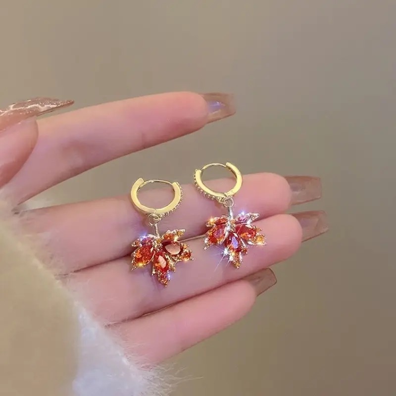 18K Gold Plated Sapphire Fall Earrings