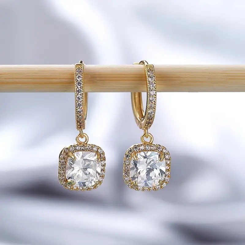 18K Gold Plated Sapphire Drop Earrings