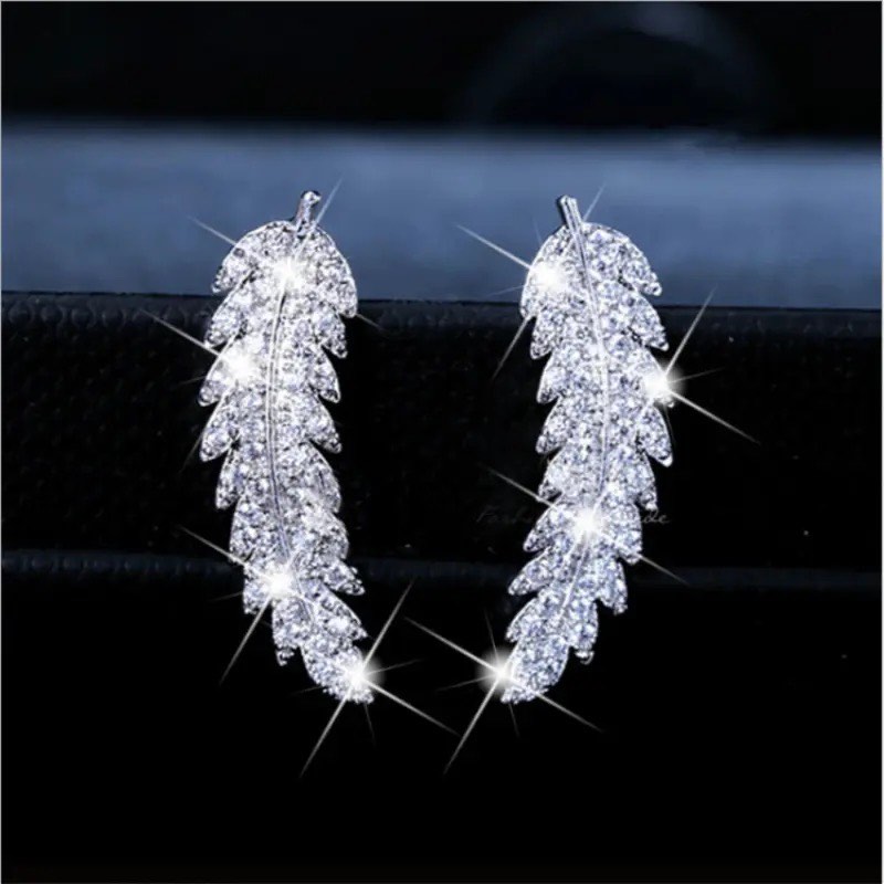 Sterling Silver Sapphire Feathers Earrings