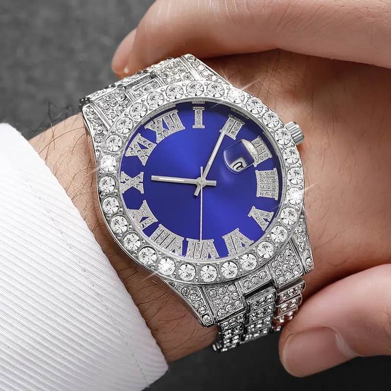Sterling Silver Blue Face Men’s Watch