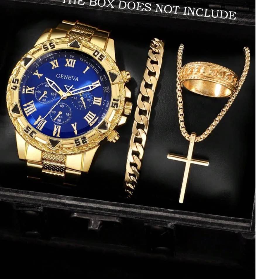 Classic Luxury Blue Face Men’s Watch Set