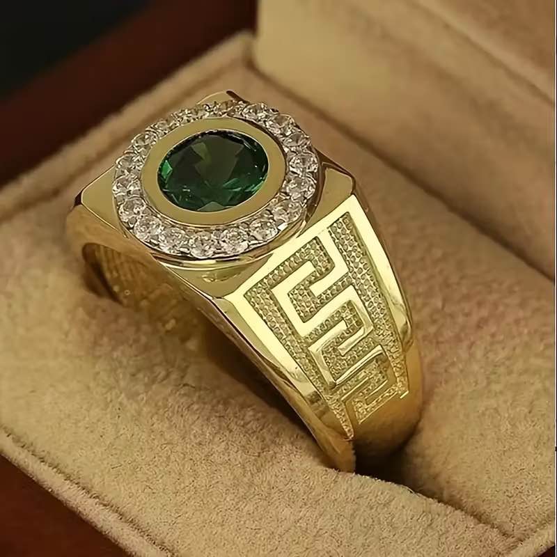 18K Gold Plated Men’s Sapphire Ring – Size 9