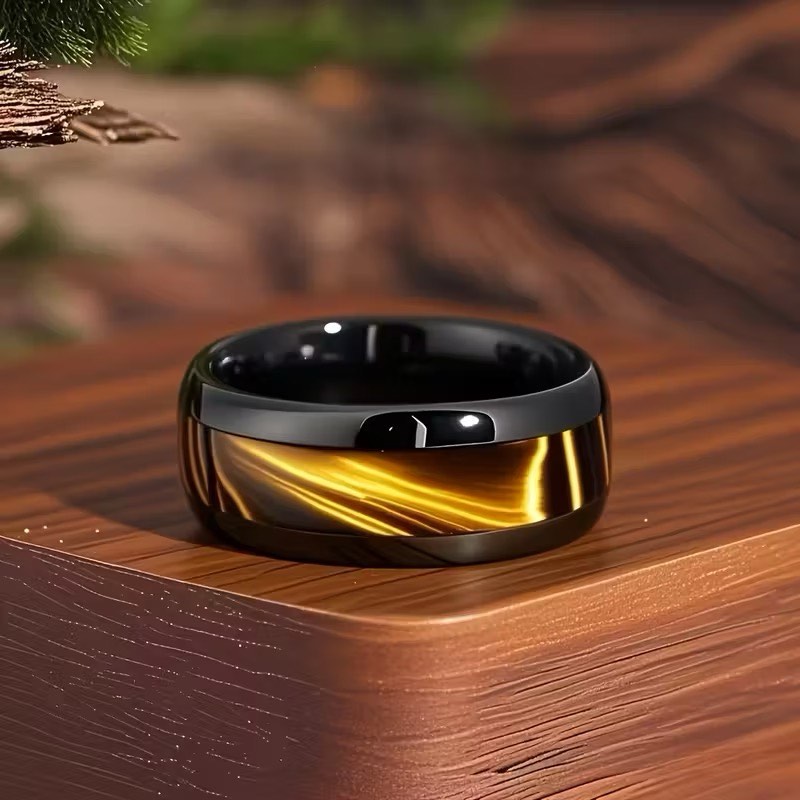 Tungsten Accent Marble Ring- Size 10