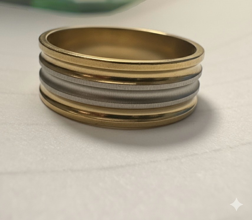 Stainless Steel 2 Tone Ring Sz 8