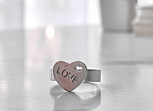 Stainless Steel Heart Pinky Ring Sz 6