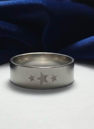 Stainless Steel Stars Accent Ring Sz 9