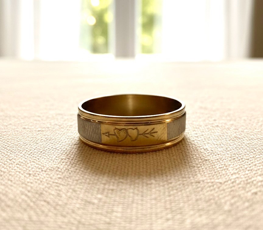 Stainless Steel Silver Accented Ring- Sz 11