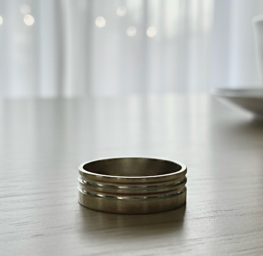 Stainless Steel Silver Iridescent Ring- Sz 6