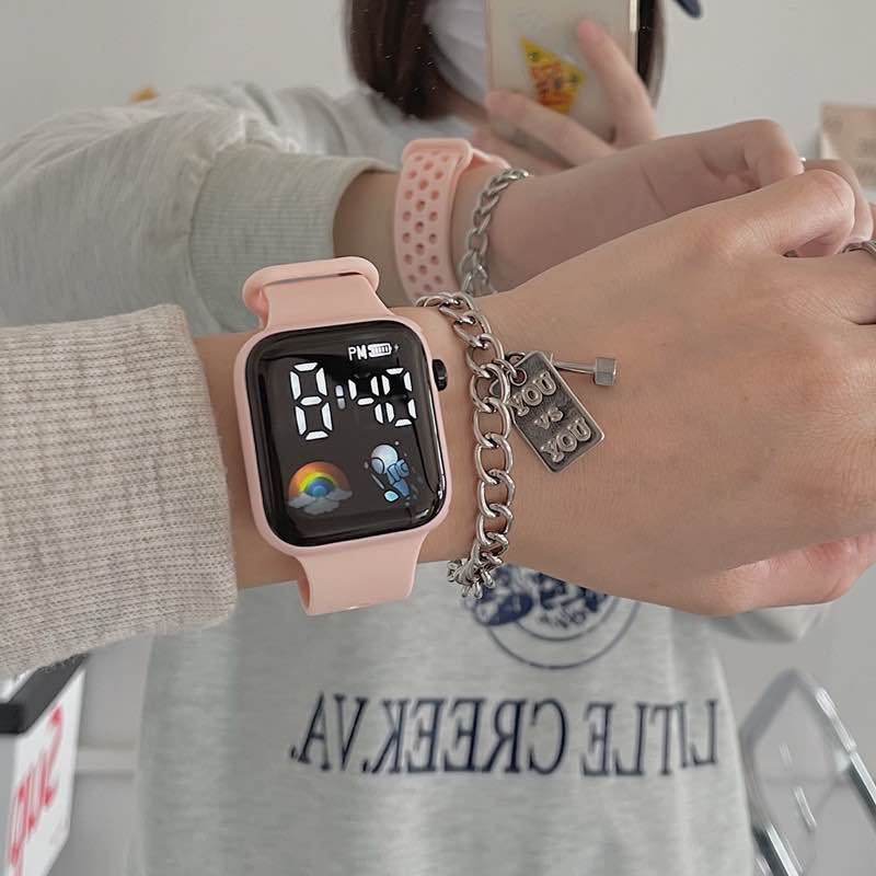 Pink Silicone Water Proof Smart Watch