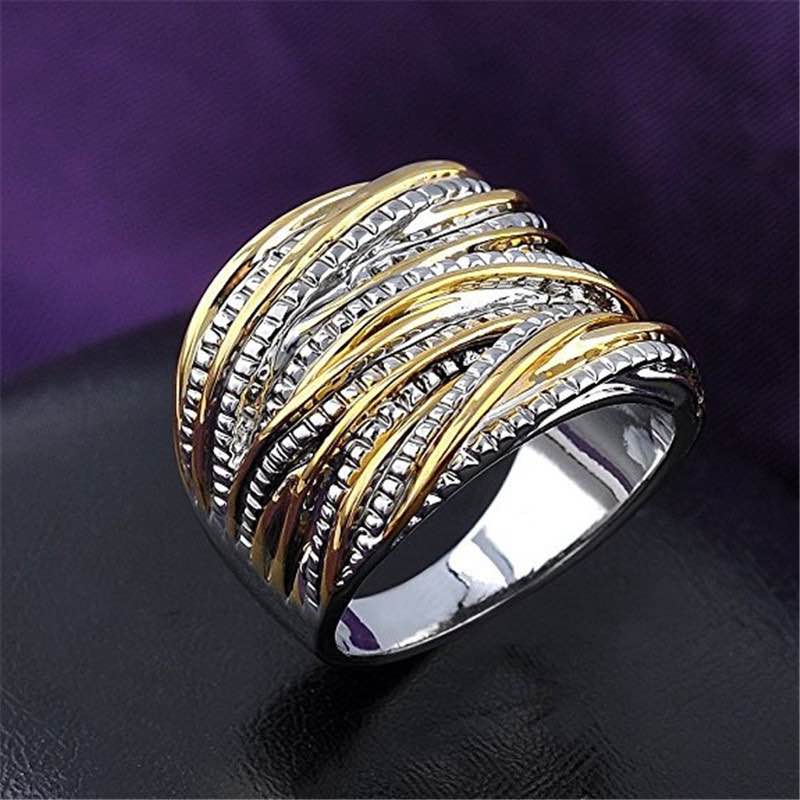 Sterling Silver Gold Stack Accent Ring – Size 8