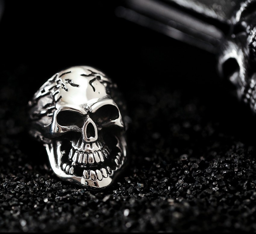 Stainless Steel Silver Skull Ring- Sz 12
