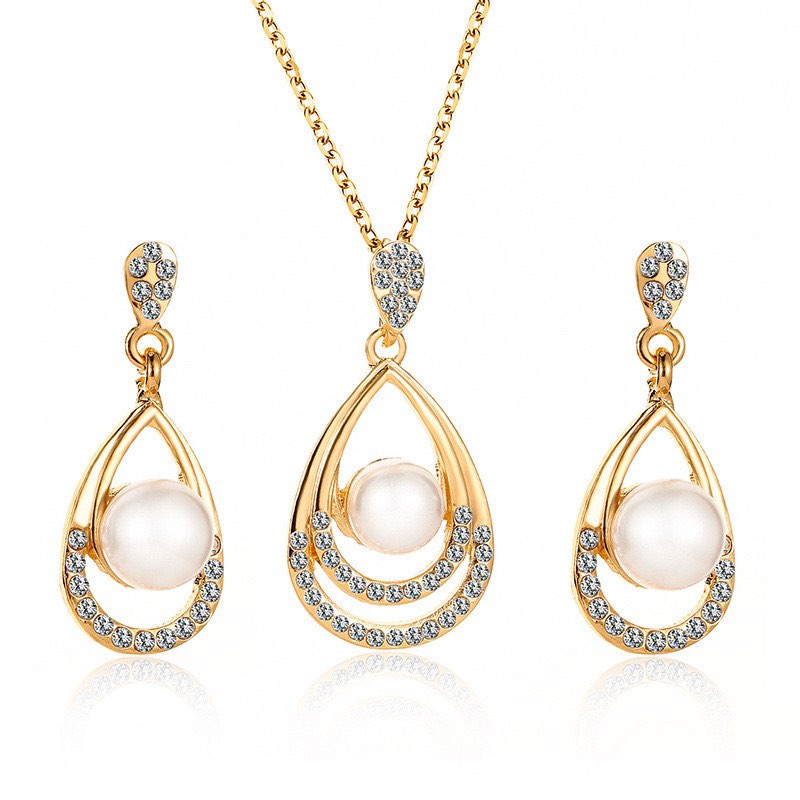 Stainless Steel Gold Plated Necklace & Earrings