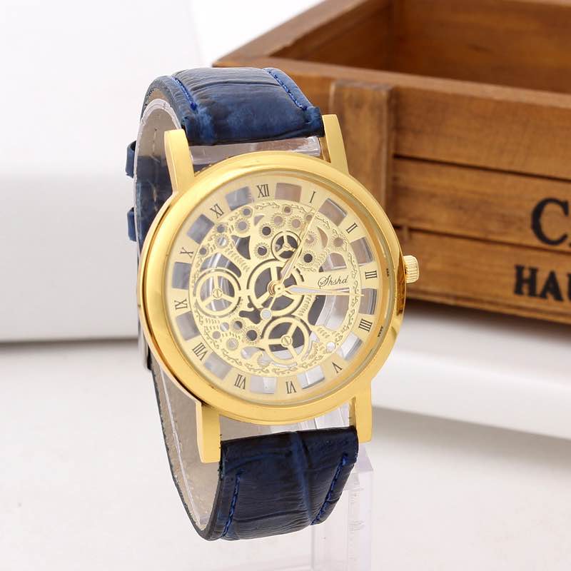 Accent Clear Gold Watch Blue Band