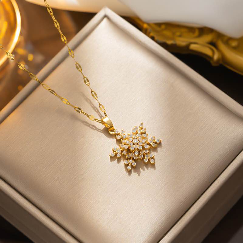 18K Gold Plated Sapphire Snowflake Necklace