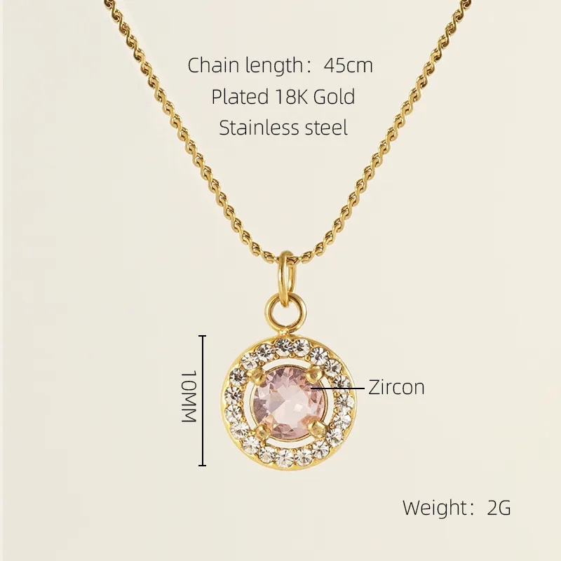 Dainty 14K Gold Plated Round Pendant