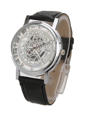 Accent Clear Gold Watch Black Band