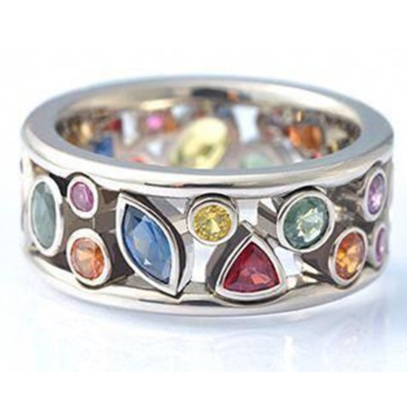 Sterling Silver Gem Crest Ring – Size 8