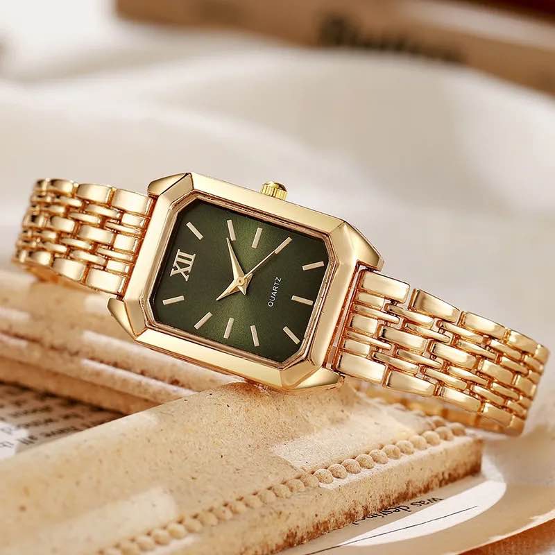 Quartz Classic 14K Plated Emerald Face Watch
