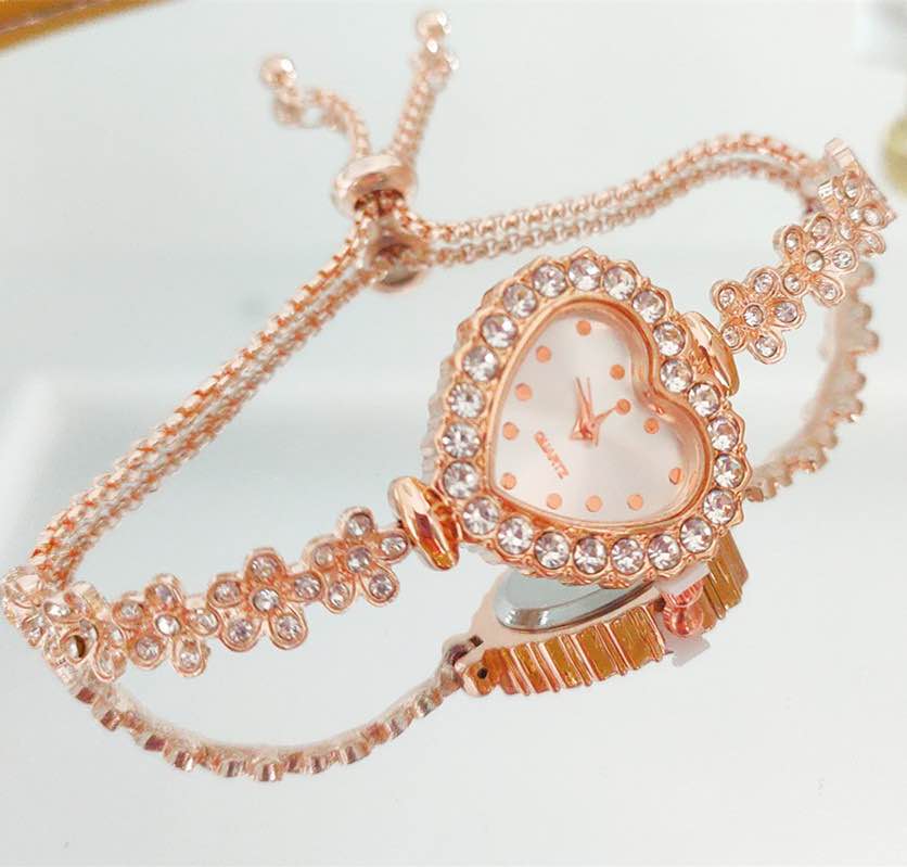 Rose Gold Heart Accent Watch 