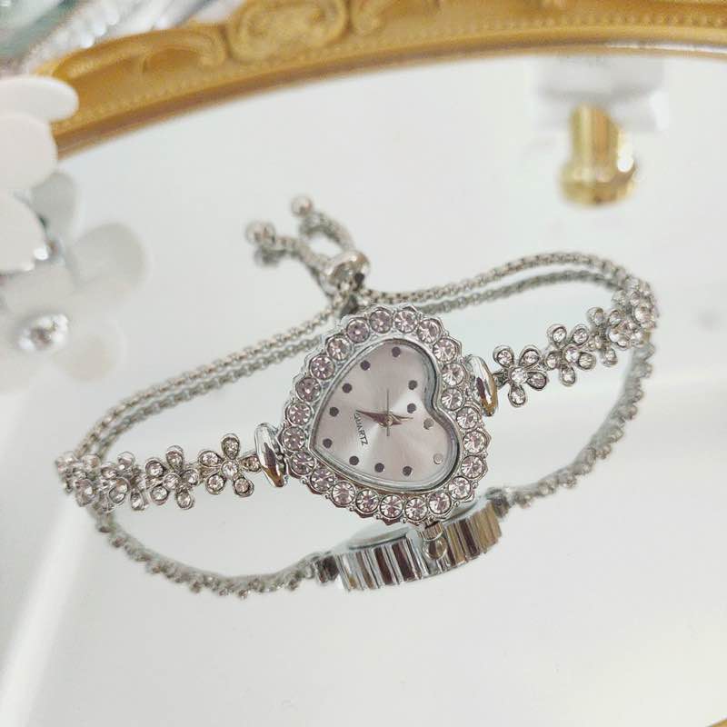 Silver Sapphire Heart Wrist Watch 