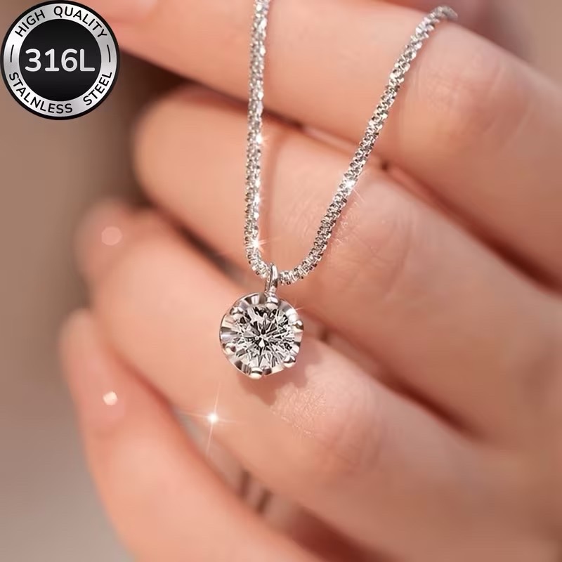 Sterling Silver Sapphire Solitaire Necklace