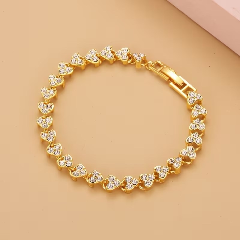 18K Gold Sapphire Heart Charm Bracelet
