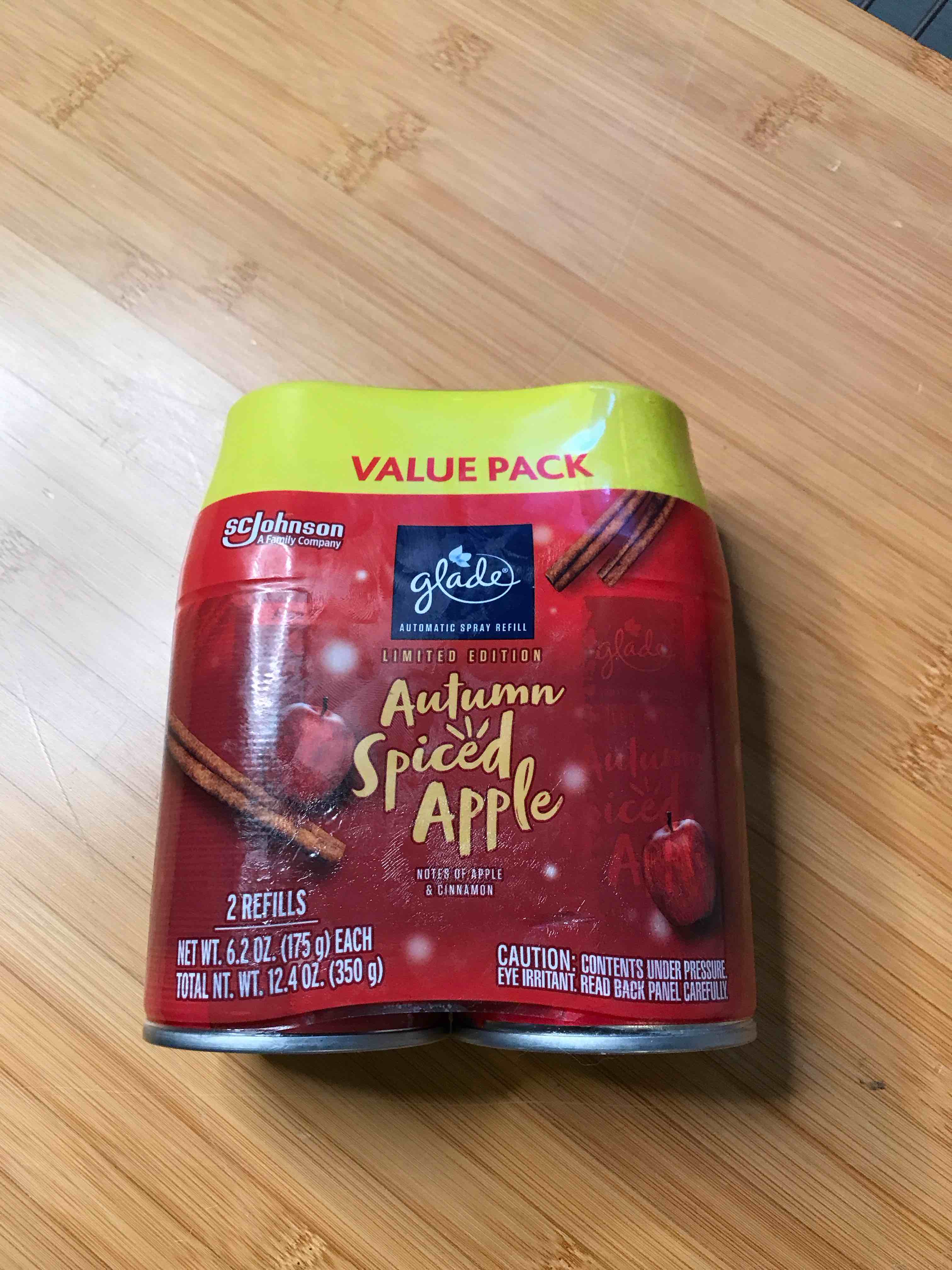 Glade Automatic Spray Refill, Air Freshener for Home and Bathroom, Autumn Spiced Apple, Limited Edition Scent, 6.2 Oz, 2 Count