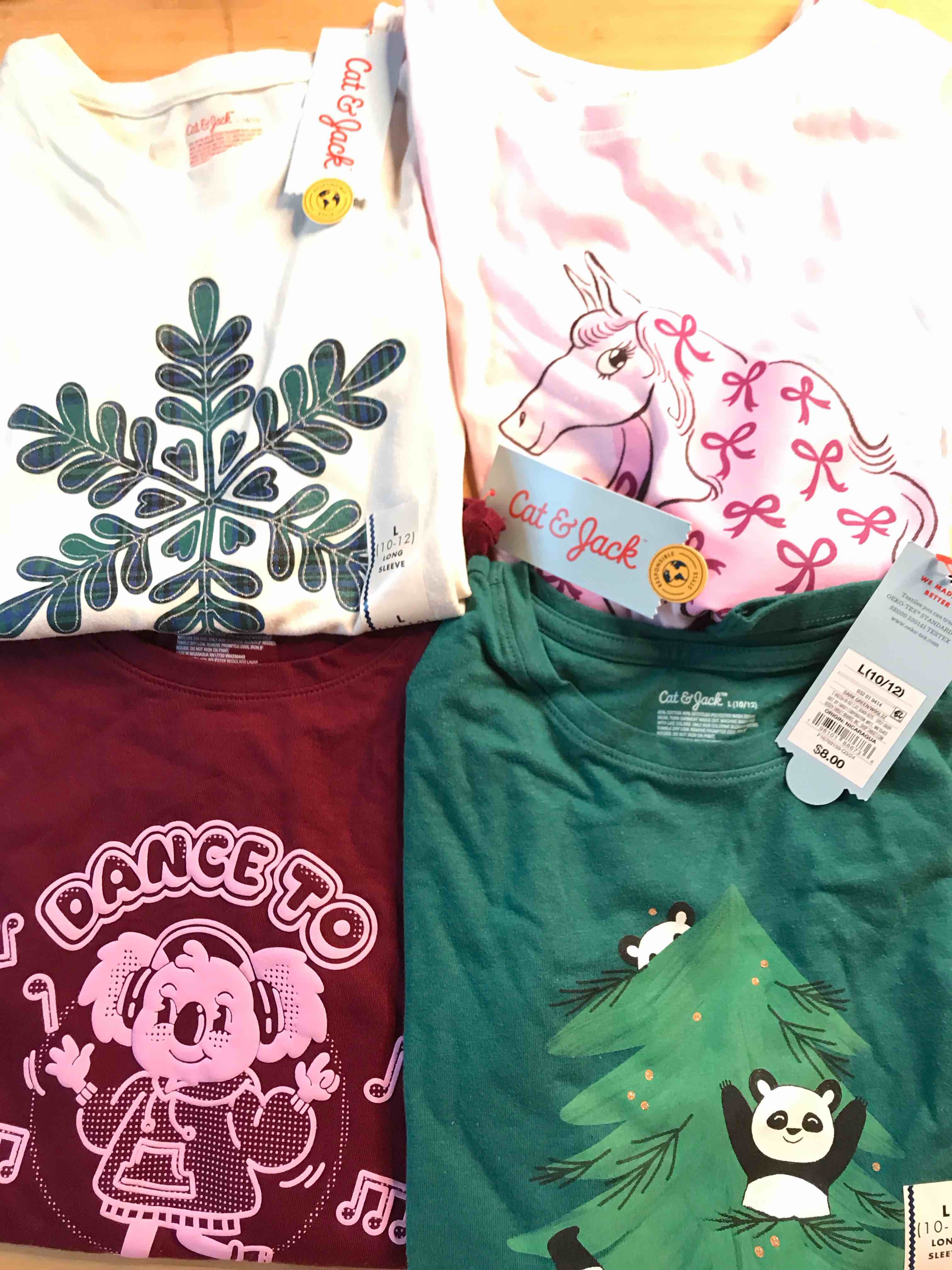 Pack of 4 Cat & Jack Long Sleeve T- shirts size L(10-12)