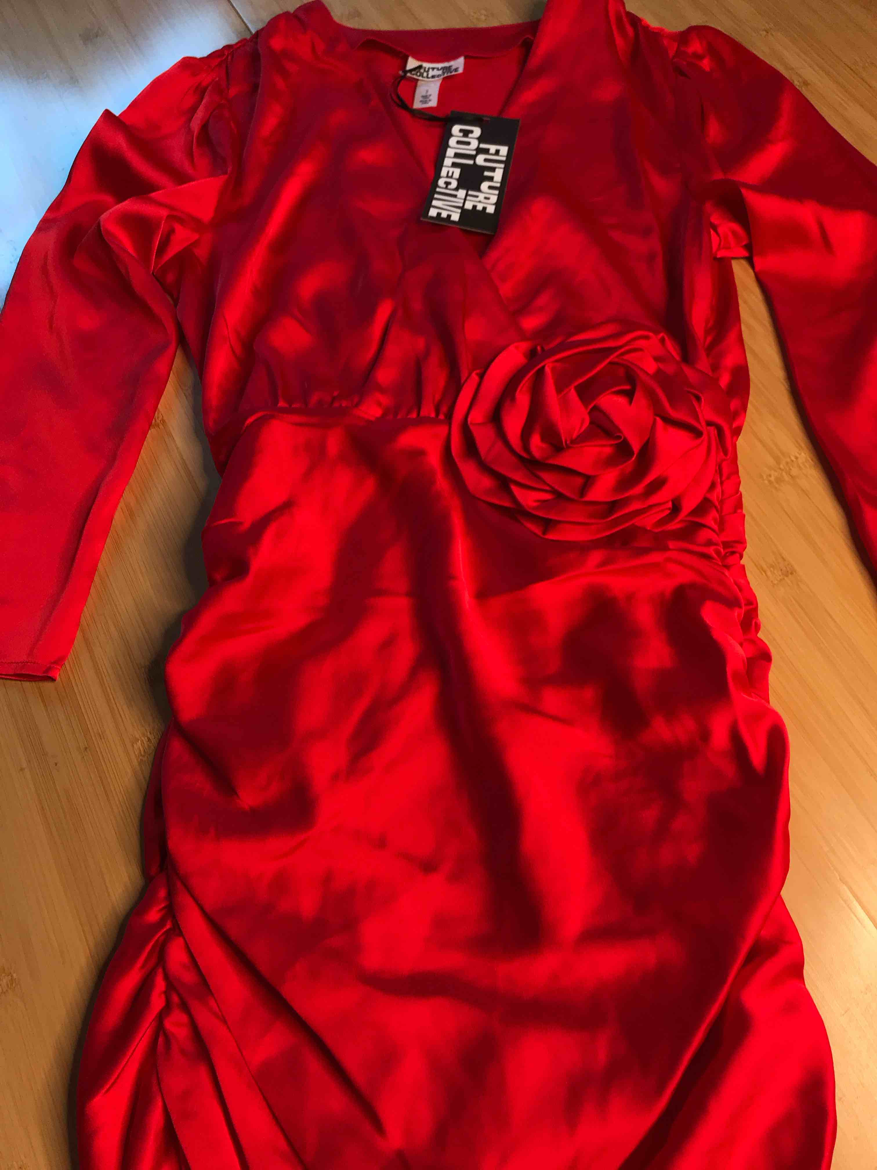 Future Collective Red Satin Dress Size 10