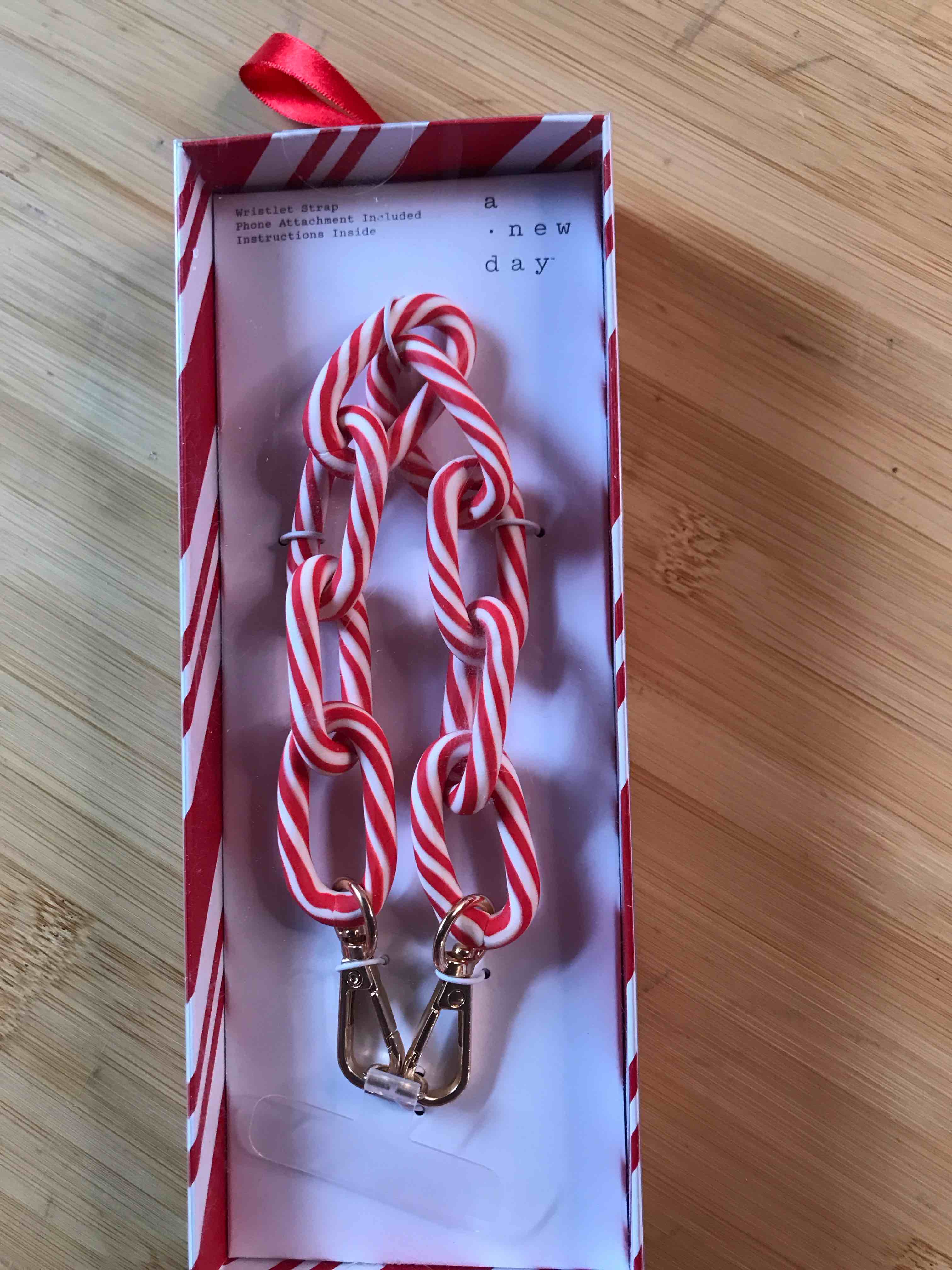 Candy Cane Accessory Wristlet/Phone Strap - A New Day™ Red/White