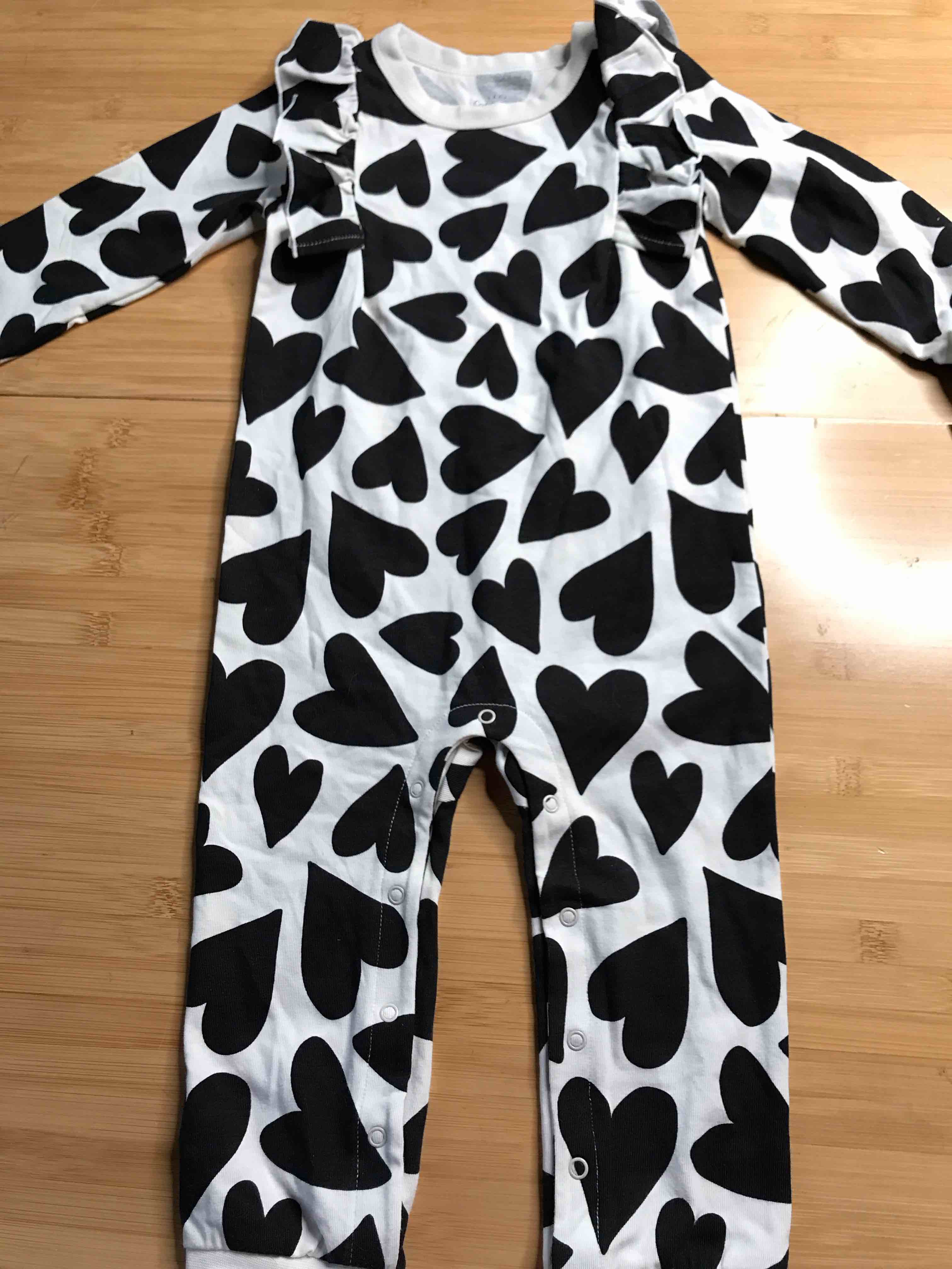 Baby Girls' Heart Ruffle Romper - Cat & Jack™ Cream 18M
