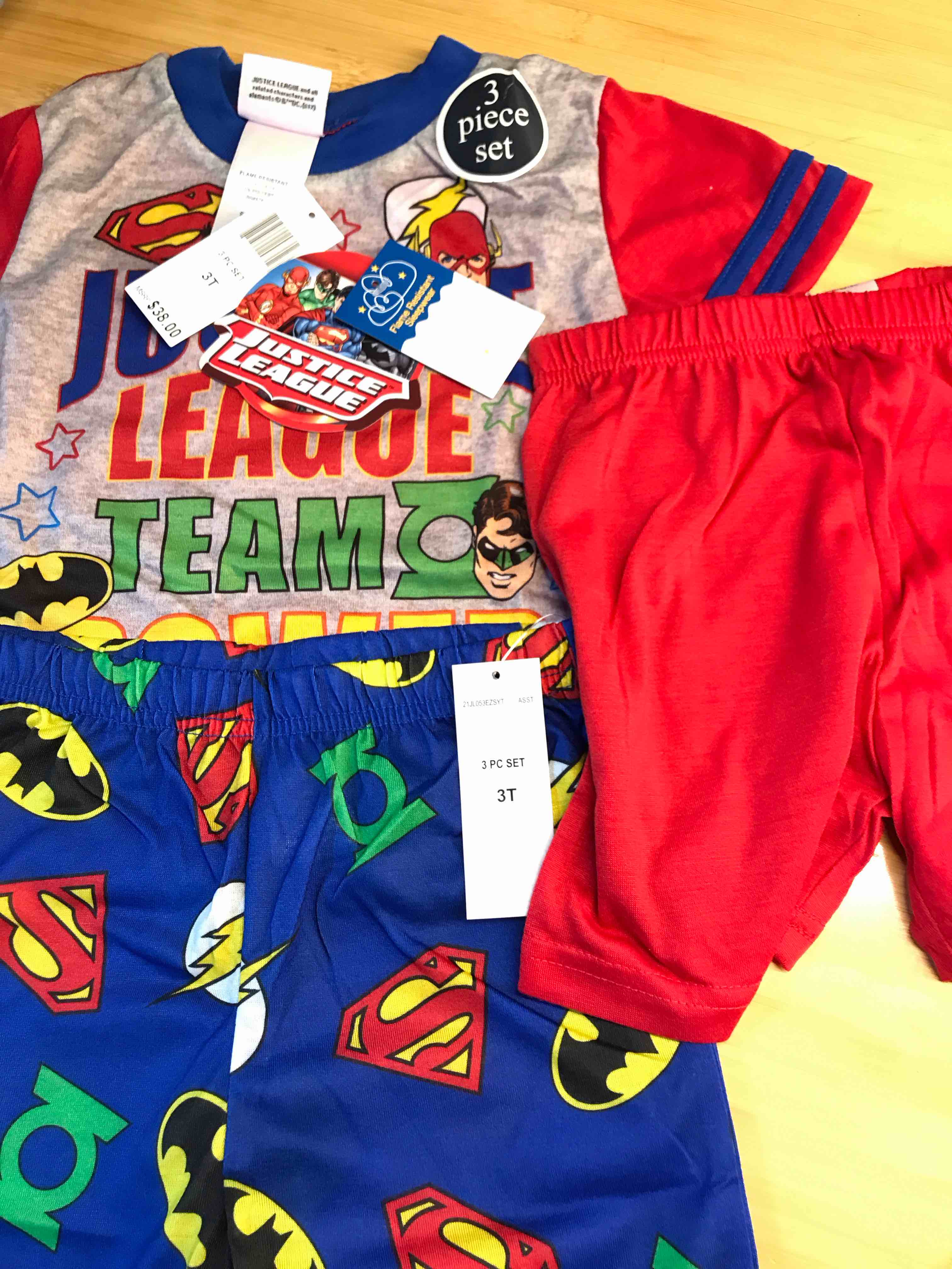 justice league 3t - 3 piece pajama set