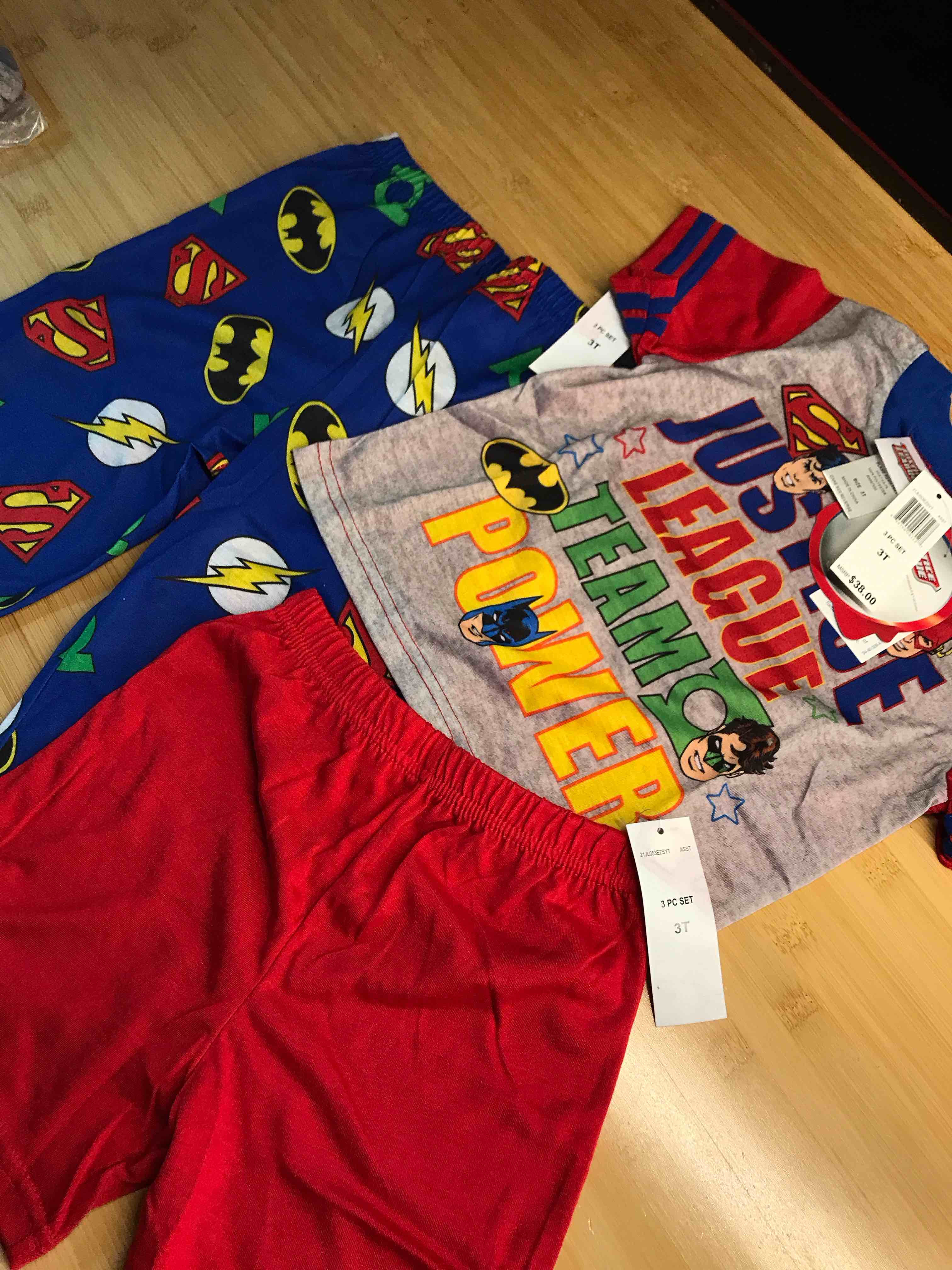 justice league 3 piece pajama set 3t