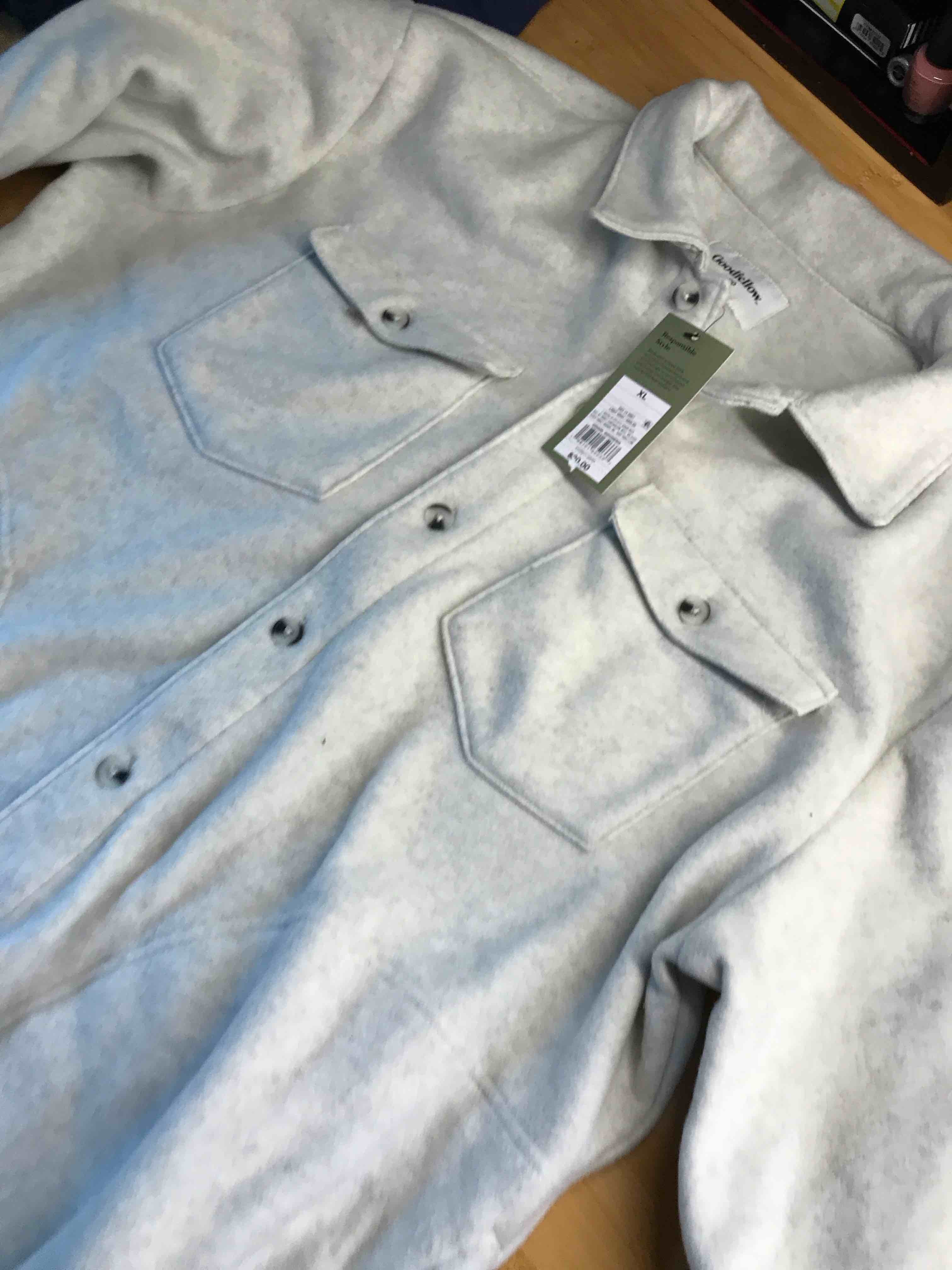 men's long sleeve shirt jacket - goodfellow & co™ light gray xl