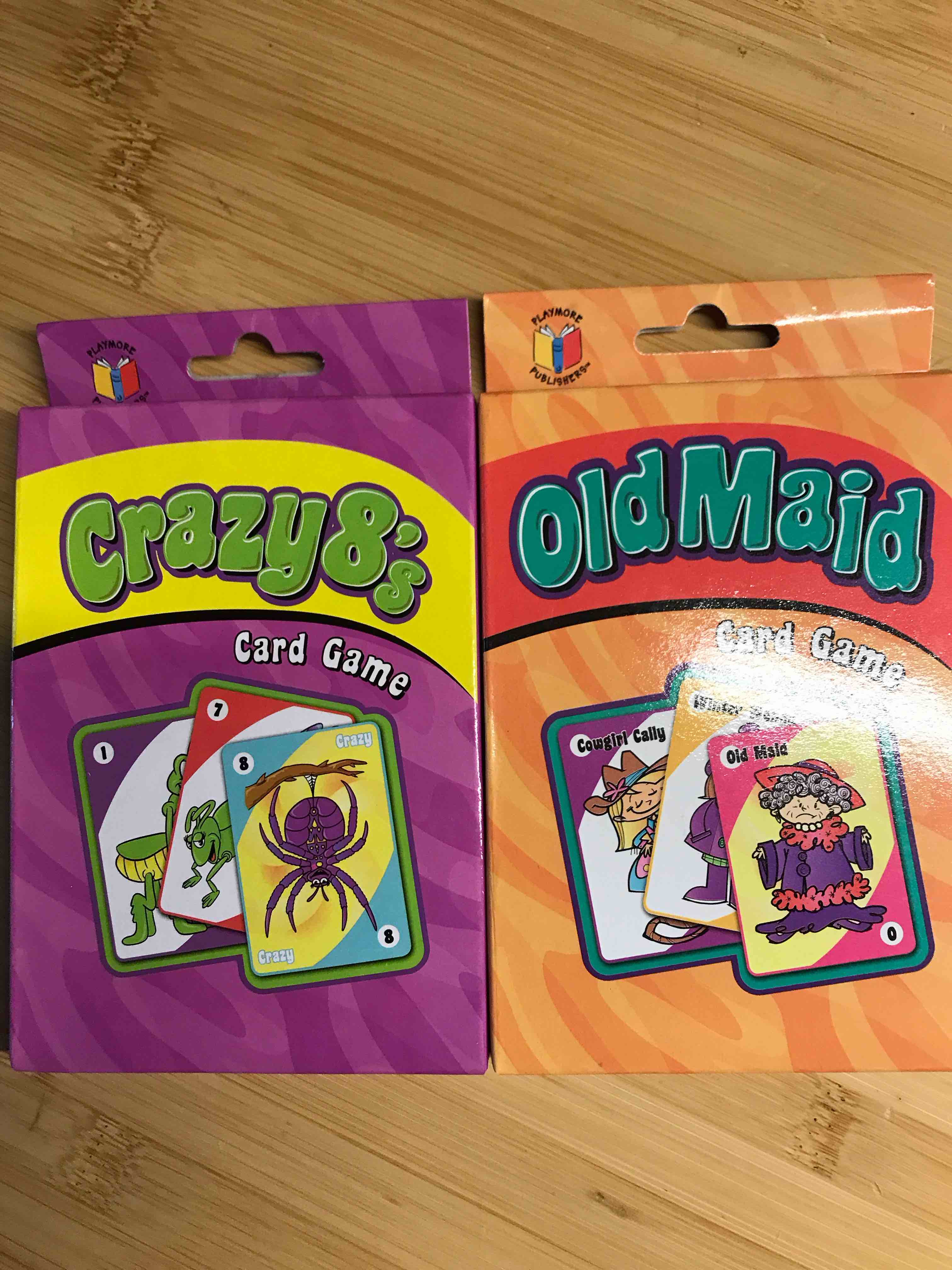 Childrens Card Games: Old Maid Go Fish Crazy 8S & Monster Match (2Decks)