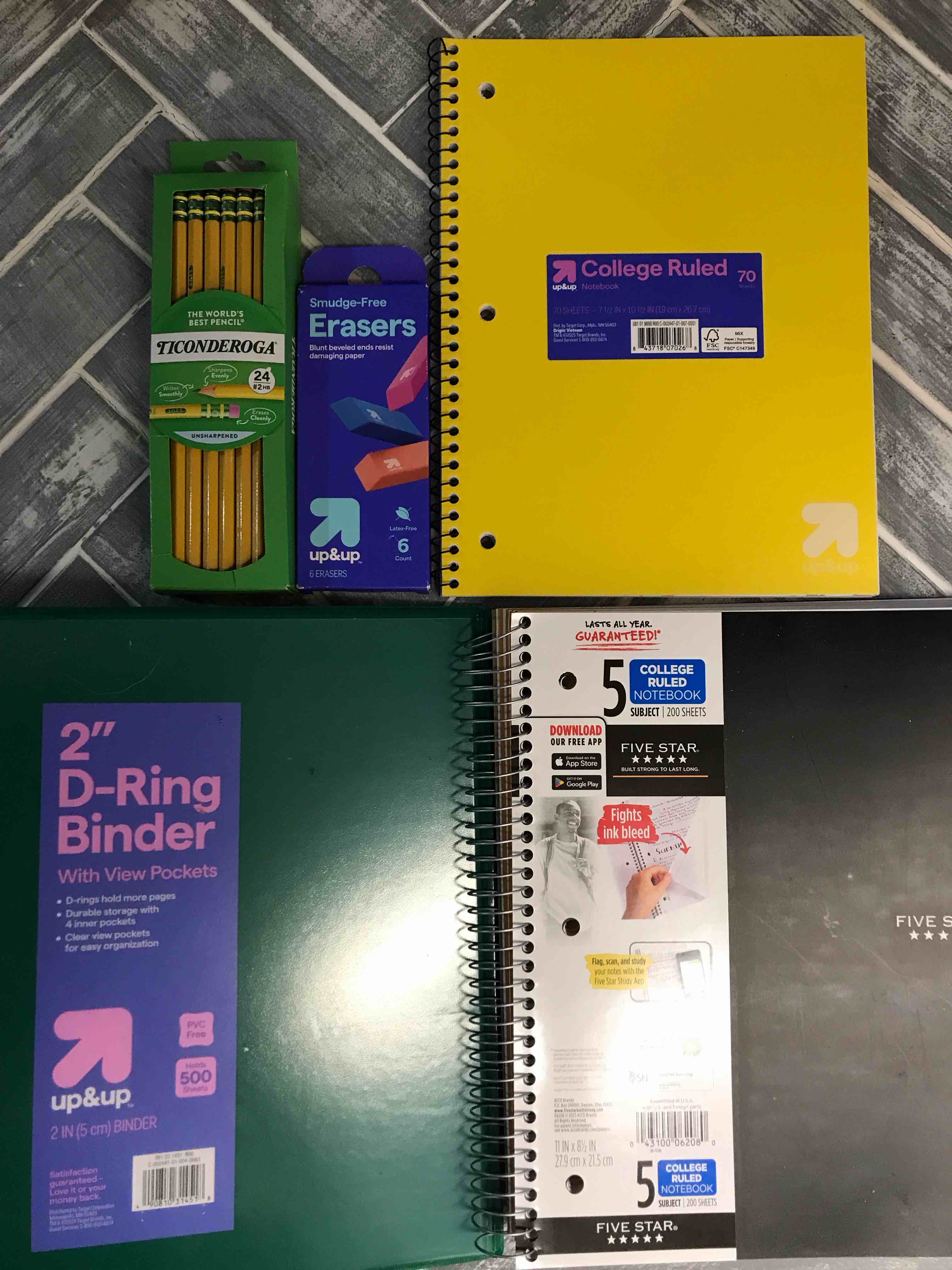 Five Star 5 Subject College Ruled Spiral Notebook (Colors May Vary)