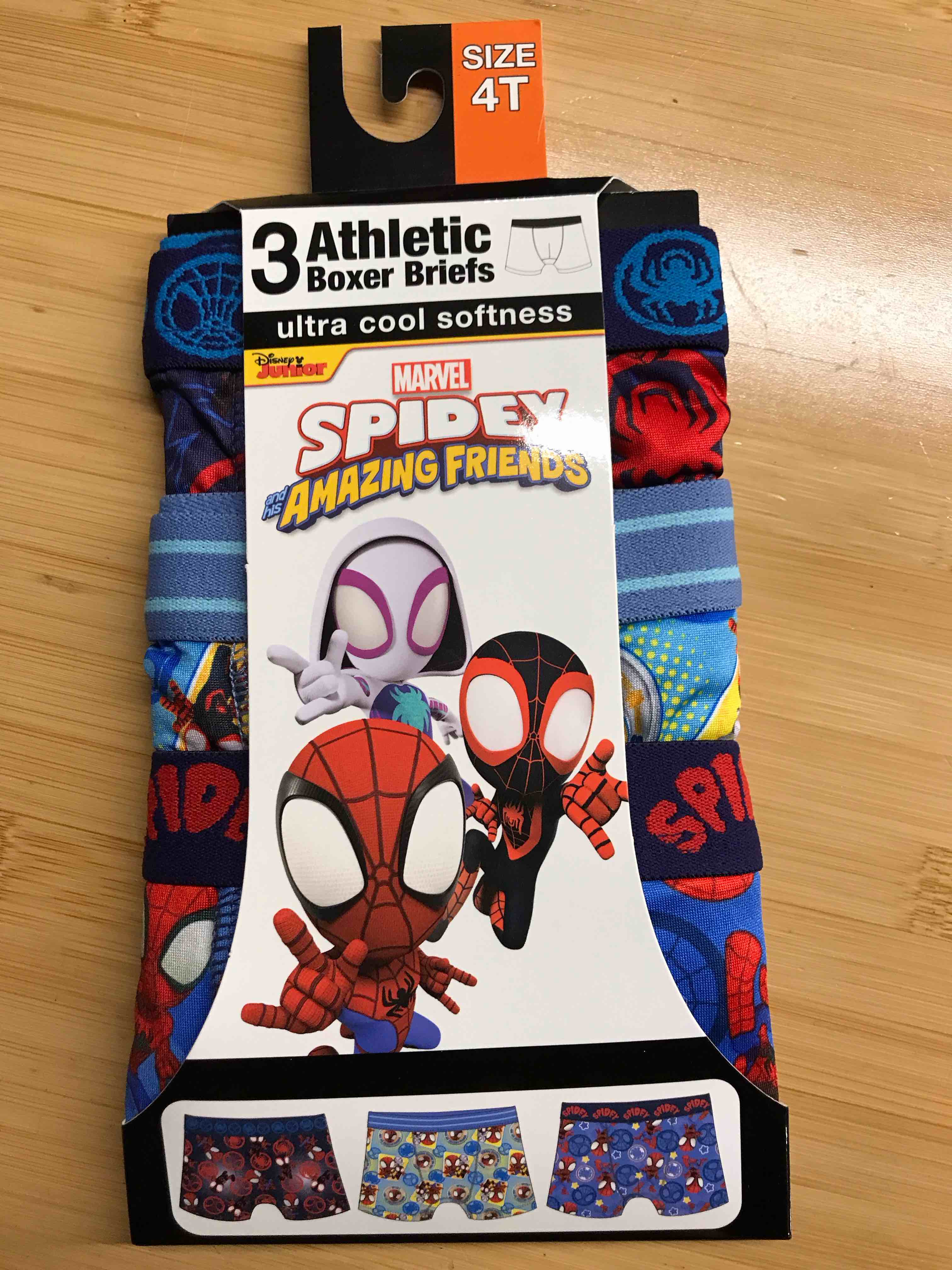 toddler boys' spider-man 3pk boxer briefs - 4t: spidey and his amazing friends knit underwear, classic rise, full waistband elastic